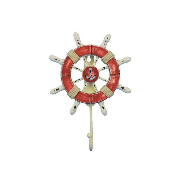 Hampton Nautical Rustic White Decorative Ship Wheel with Anchor 18 Hampton Nautical Rustic White Decorative Ship Wheel with Anchor 18